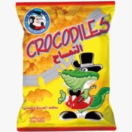 كيس من رقائق الذرة "مستر شيبس" التمساح بنكهة الجبنة والبيتزا