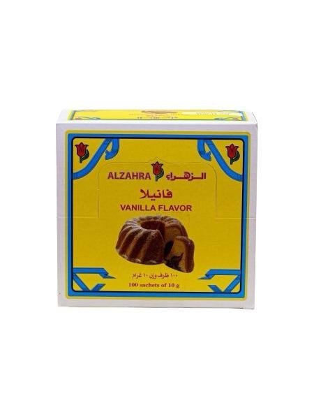 فانيلا (Vanilla Flavor) - ماركة الزهراء (ALZAHRA)، العبوة تحتوي على 100 مغلف