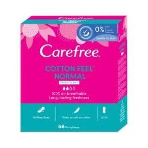 Carefree Cotton Feel Normal: فوط يومية بملمس القطن، عطر منعش (العلبة الوردية والأخضر الفاتح).